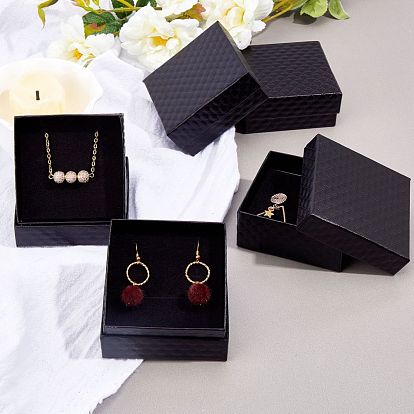 Boîtes à bijoux en carton, pour pendentif et boucle d'oreille et bague, avec une éponge à l'intérieur, carrée