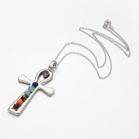 Ожерелья с подвесками в виде чакры из латуни, с кабельными цепями, 18 дюйм