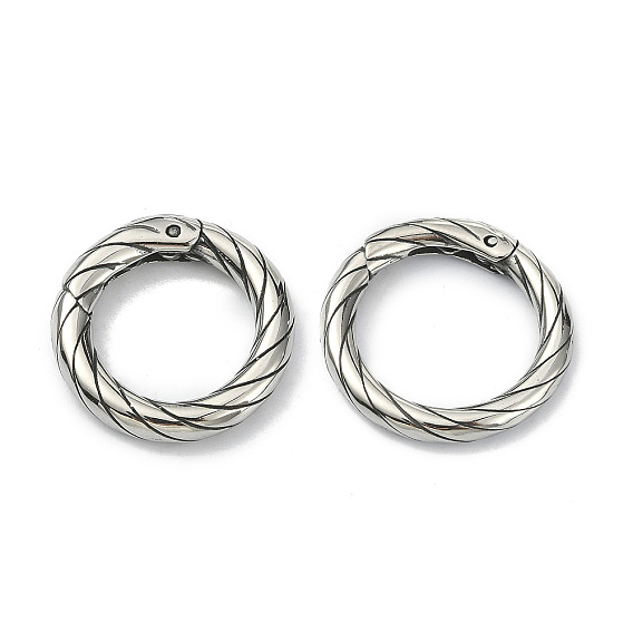 Style tibétain 316 anneaux de porte à ressort en acier inoxydable chirurgical, anneau rond torsadé