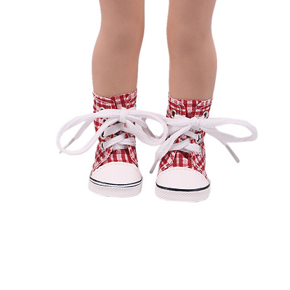 Cloth Doll Shoes, High Top Canvas Sneaker for 14 inch American Girl Dolls Accessories
