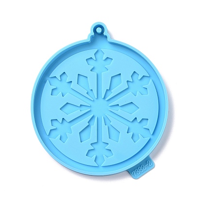 Christmas Themed Big Pendant Silicone Molds, Resin Casting Molds, for UV Resin, Epoxy Resin Craft Making, Flat Round