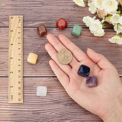 Chakra Gemstone Beads, Including Red agate, Red Jasper, Yellow Jade, Green Aventurine, Amethyst, Sodalite and Quartz Crystal, No-hole, Squre