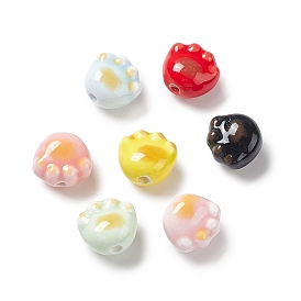 Perles de porcelaine imprimés faits à la main, empreintes de pattes de chat