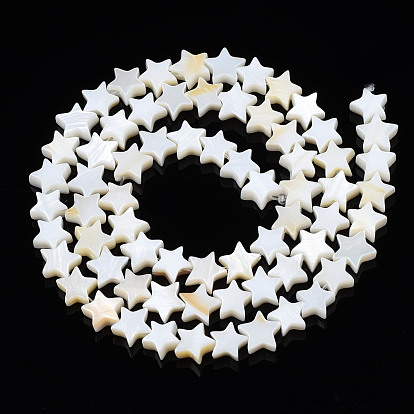 Natural Freshwater Shell Beads Strands, Pentagram
