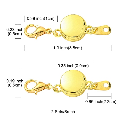 Aleación cierres magnéticos, con cierres de garra de langosta y pestañas de cadena, plano y redondo