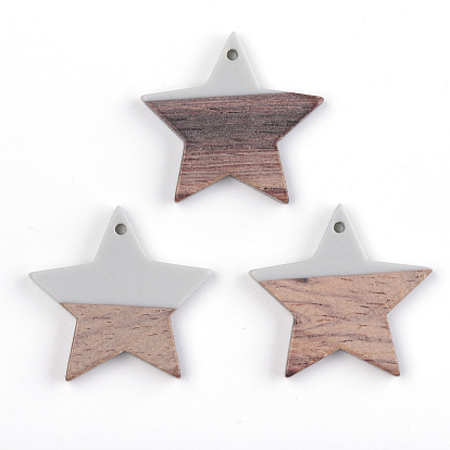 Resin & Walnut Wood Pendants, Star