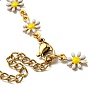 304 Stainless Steel Flower Link Chain Necklace with Enamel