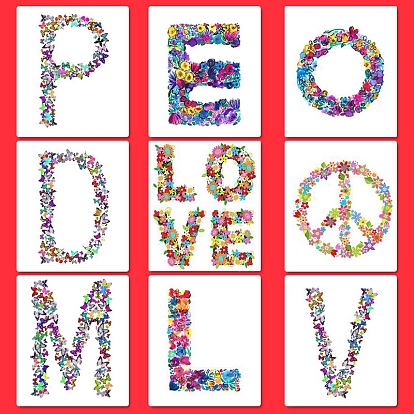 Letter/Peace Sign /Word Love Diamond Painting Kits, including Acrylic Rhinestones, Diamond Sticky Pen, Tray Plate and Glue Clay