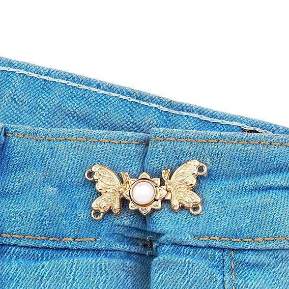 Alloy White Resin Jean Buttons Pins, Waist Tightener, Closure Sewing Fasteners for Garment Accessories, Butterfly/Swan