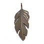 Tibetan Style Alloy Leaf Big Pendants, Lead Free and Cadmium Free, Leaf, 62x23x2mm, hole: 2mm