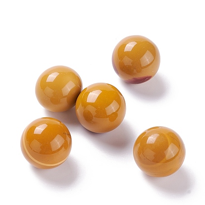 Perles de mookaite naturelles, pas de trous / non percés, pour création de fil enroulé pendentif , ronde