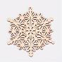 Undyed Wooden Pendants, Snowflake, for Christmas Theme