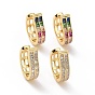 Cubic Zirconia Rectangle Earrings, Golden Brass Jewelry for Women