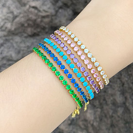 Adjustable Zircon Bracelet with Micro Inlaid Colorful Stones for Women