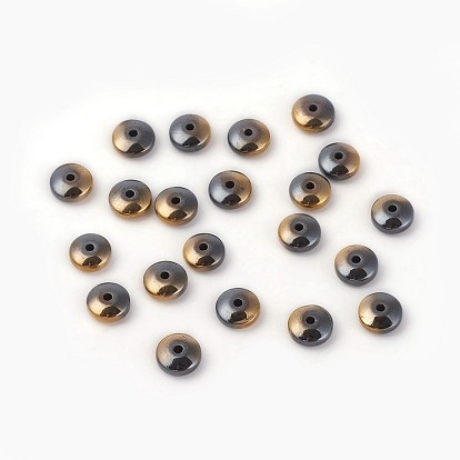 Galvaniques perles d'hématite synthétique non magnétique brins, demi-plaqué, rondelle