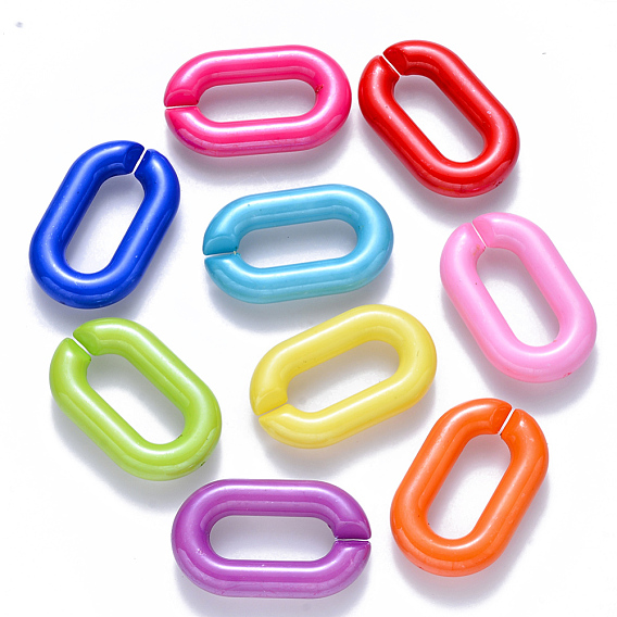 Opaque Acrylic Linking Rings, Quick Link Connectors, for Cable Chains Making, Pearlized, Oval