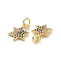 Brass Micro Pave Cubic Zirconia Charms, with Jump Rings, Star of David Charm