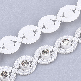 ABS Plastic Imitation Pearl Beaded Trim Garland Strand, Great for Door Curtain, Wedding Decoration DIY Material, with Rhinestone