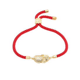Colorful Zircon Bracelet with Micro Inlaid and Milan Line Weaving, Adjustable Hand Chain