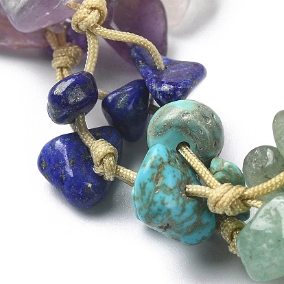 Плетеный браслет из бисера из натуральных и синтетических смешанных драгоценных камней, регулируемый браслет на тему чакры