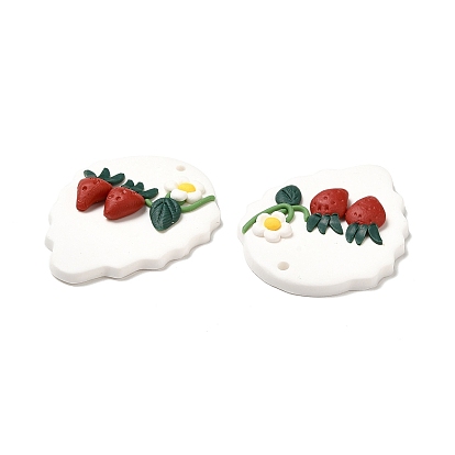 Handmade Polymer Clay Pendants, Strawberry Charm