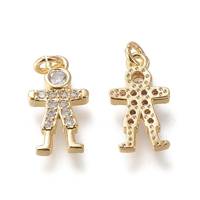 Brass Micro Pave Cubic Zirconia Charms, Long-Lasting Plated, Boy, Clear