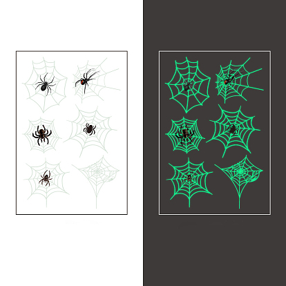 Luminous Halloween Theme Paper Waterproof Temporary Tattoos Stickers, Glow in the Dark, Spider Web