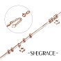 SHEGRACE 925 Sterling Silver Charm Anklet, with Box Chains and Round Beads, Star(Chain Extenders Random Style)