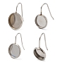 304 Stainless Steel Earring Hooks, Earring Settings, Flat Round