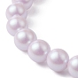 Pulseras elásticas con cuentas redondas y perlas de imitación de plástico con pompón