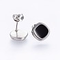 304 Stainless Steel Jewelry Sets, Pendant Necklaces & Stud Earrings & Bracelets, with Enamel, Square