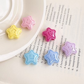 Opaque Acrylic Bead, Star with Smile