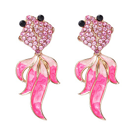 Sparkling Pink Fish Earrings: Bold, Unique and Versatile Jewelry with Diamond Accents
