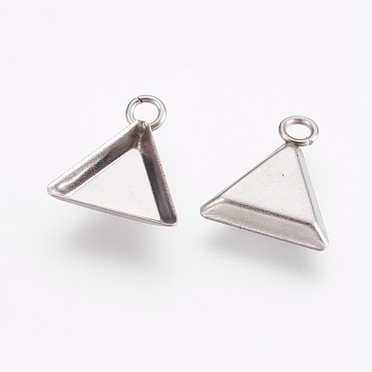 201 Stainless Steel Pendant Cabochon Settings, Plain Edge Bezel Cups, Triangle