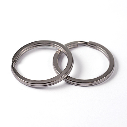 304 Stainless Steel Split Key Rings, Keychain Clasp Findings, 3x30mm
