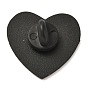 Alloy Enamel Brooches, Enamel Pin, with Butterfly Clutches, Heart, Electrophoresis Black