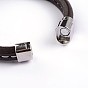 Bracelets de cordon en cuir de style simple, avec 304 fermoirs magnétiques en acier inoxydable, 210x11x6mm