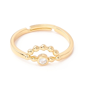 Eye Shape Cubic Zirconia Adjustbale Ring, Real 18K Gold Plated Brass Finger Ring for Women