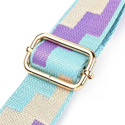 Polyester Bag Strap, with Zinc Alloy Clasps, Geometric Patterns, for Bag Replacement Accessories