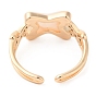 Natural Shell Criss Cross Open Cuff Ring with Cubic Zirconia, Brass Ring for Women