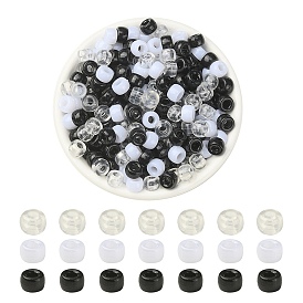600Pcs 3 Colors Acrylic European Beads, Large Hole Beads, Barrel