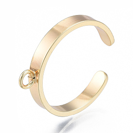 Brass Finger Ring Settings, Loop Ring Base, with Loop, Cadmium Free & Nickel Free & Lead Free
