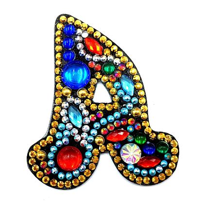 DIY Colorful Initial Letter Keychain Diamond Painting Kits, Including Acrylic Board, Bead Chain, Clasps, Resin Rhinestones, Pen, Tray & Glue Clay