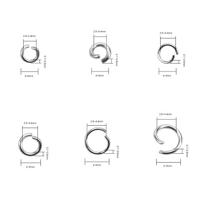 Mixtos 304 anillos del salto de acero inoxidable, 4~6x0.7~0.8 mm, aproximadamente 10 g / 2compartment