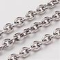 304 Stainless Steel Cable Chains, Unwelded, Oval