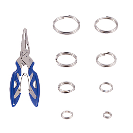 Kit de joyería de bricolaje, con 304 anillos partidos de acero inoxidable y alicates de pesca de acero inoxidable