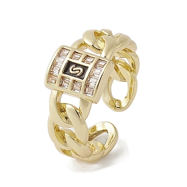 Brass with Cubic Zirconia Adjustable Rings, Rectangle