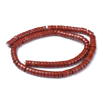 Natural Red Jasper Beads Strands, Heishi Beads, Flat Round/Disc