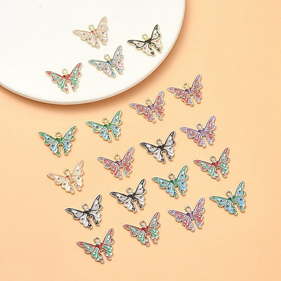 Alloy Enamel Pendants, Butterfly Charm, Lead Free & Cadmium Free
