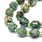 Brins de perles turquoises africaines naturelles (jaspe), avec des perles de rocaille, facette, Toupie, perles de prisme à double pointe